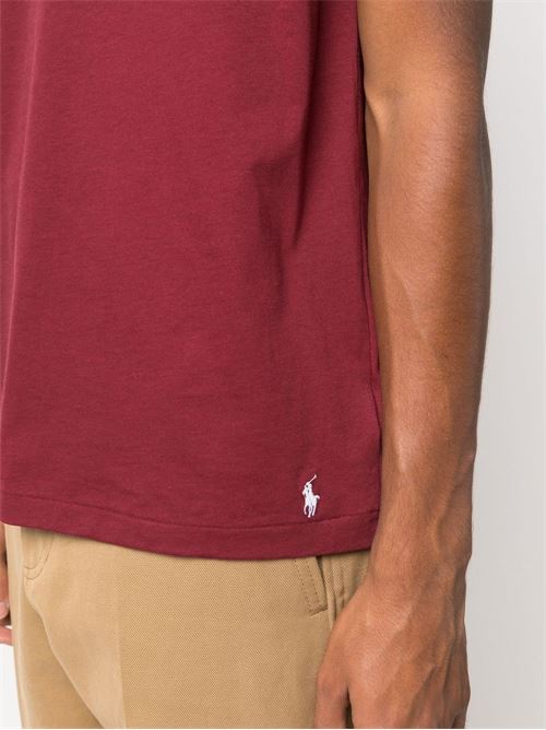 T-shirt uomo con scritta sul petto color bordeaux POLO RALPH LAUREN | 714862615008